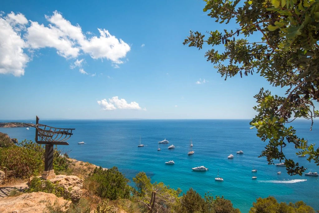 Es Cubells on a boat route from Ibiza