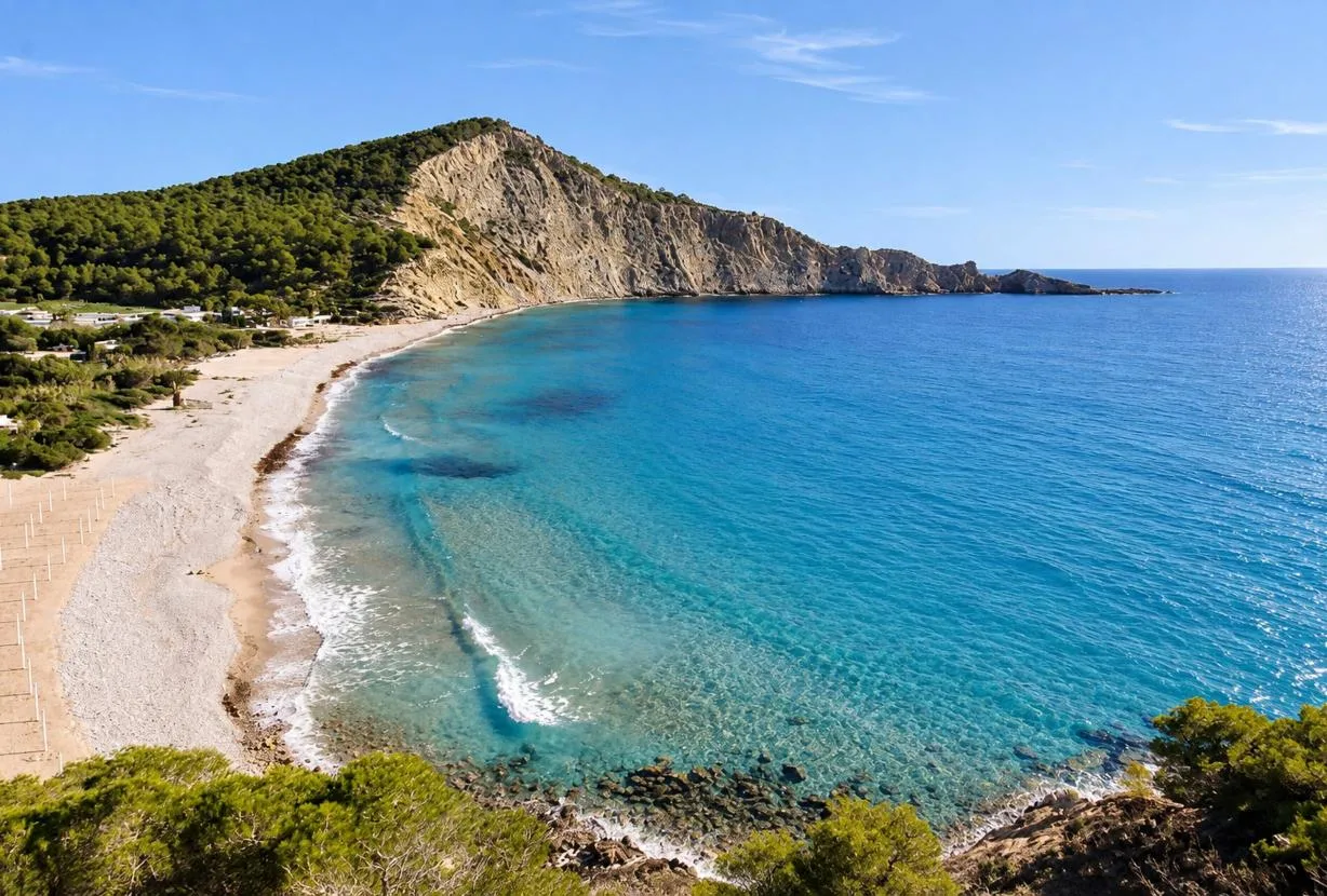 Cala Jondal on a boat route from Ibiza